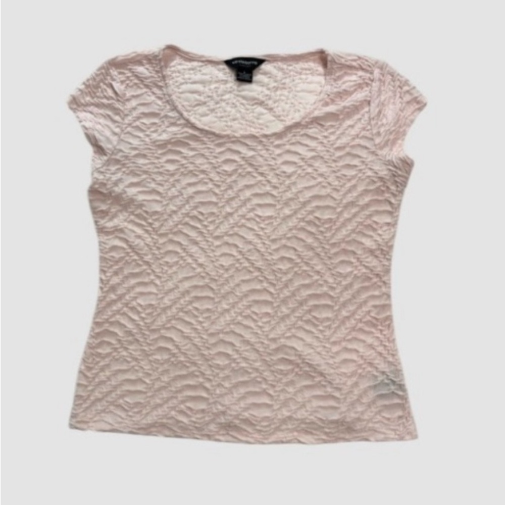 Liz Claiborne Womens Large Shell Pink Short Sleeve Textured Top